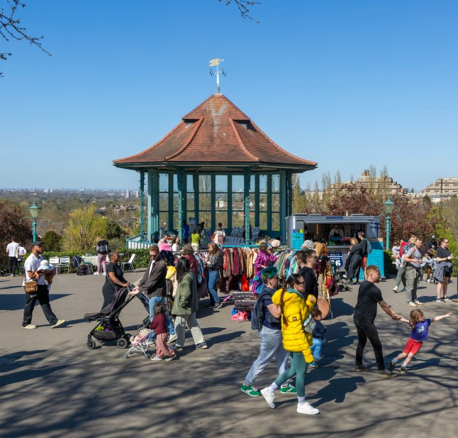 People and stalls at the Sunday market, Horniman Museum and Gardens, Forest Hill, London, England, UK. (Photo by: Geography Photos/Universal Images Group via Getty Images)